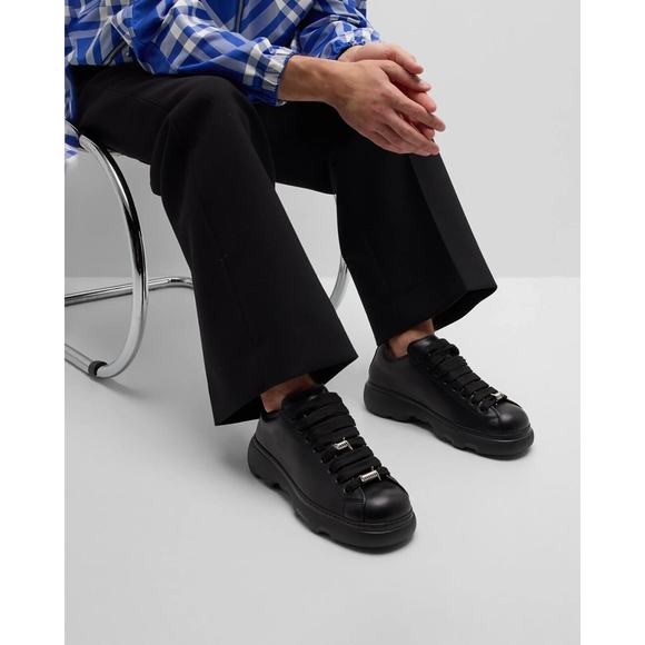 NIB BURBERRY RANGER BLACK LEATHER LACE UP HIKING BOOTS US 11 44 ITALY $990 - Picture 4 of 14